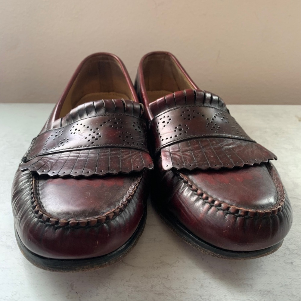 Cole Haan 13 D Kiltie Loafers Burgundy Leather Fringe Brogue 03020 13 D 5536